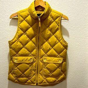 J. Crew down Quilted Vest chartreuse mustard yellow small